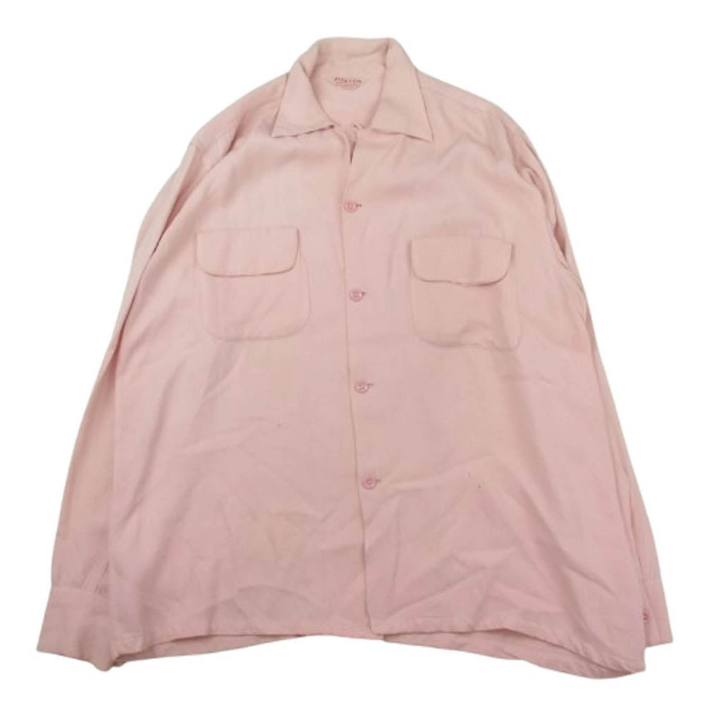 ヴィンテージ 50ｓ PILGRIM ピルグリム レーヨン オープンカラー シャツ ピンク系 M【中古】