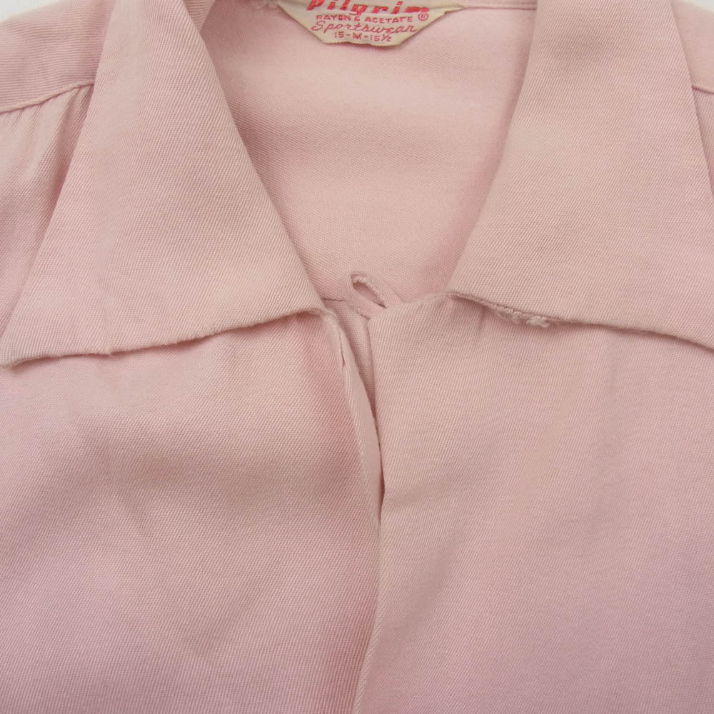 ヴィンテージ 50ｓ PILGRIM ピルグリム レーヨン オープンカラー シャツ ピンク系 M【中古】