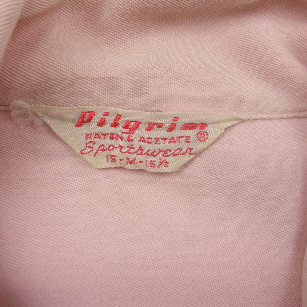 ヴィンテージ 50ｓ PILGRIM ピルグリム レーヨン オープンカラー シャツ ピンク系 M【中古】