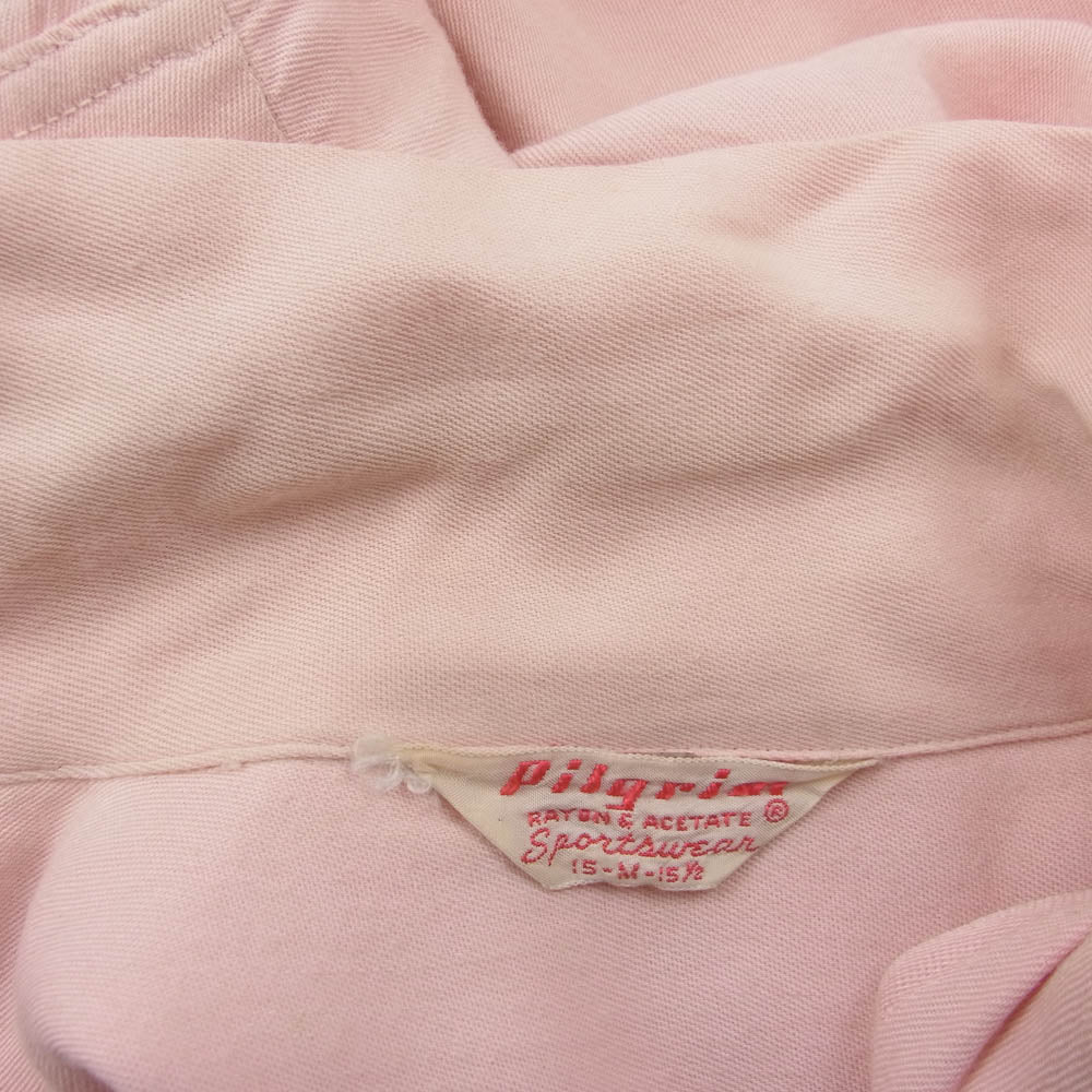 ヴィンテージ 50ｓ PILGRIM ピルグリム レーヨン オープンカラー シャツ ピンク系 M【中古】