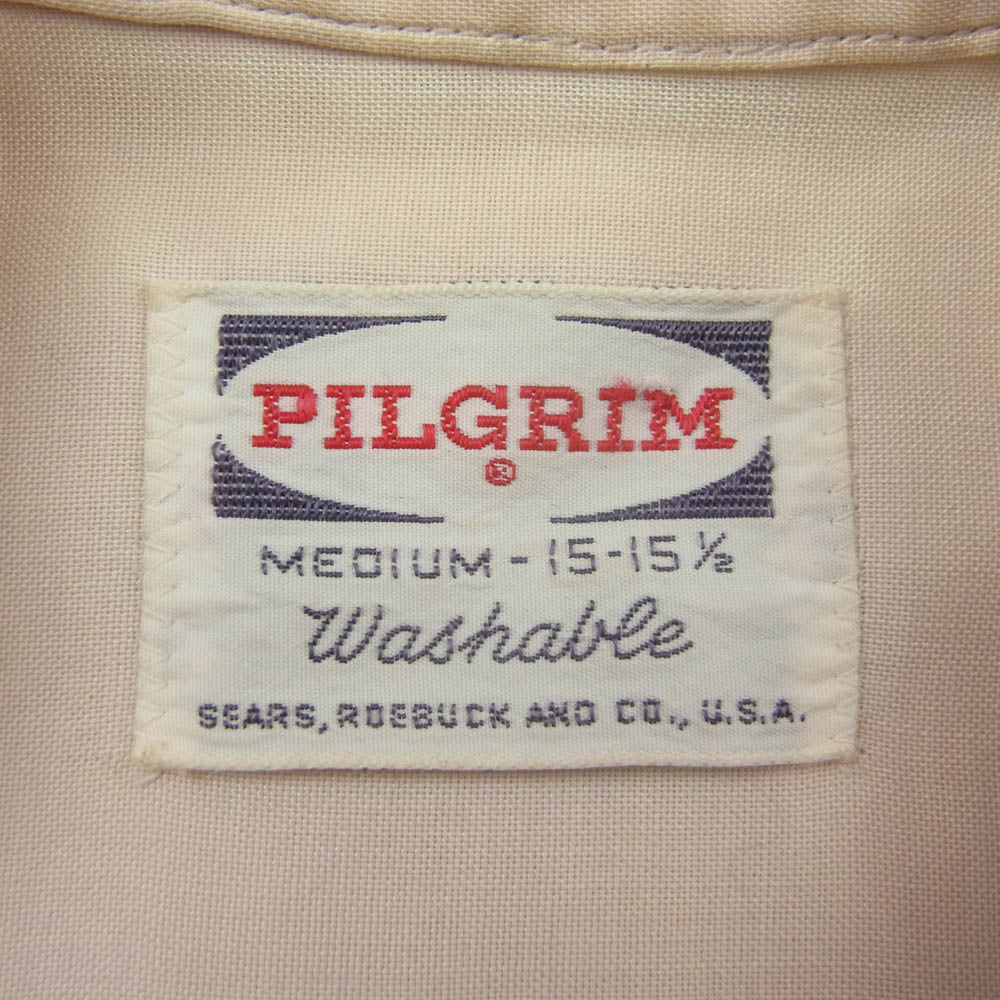 ヴィンテージ 50ｓ PILGRIM ピルグリム レーヨンギャバジン オープンカラー シャツ オフホワイト系 M【中古】