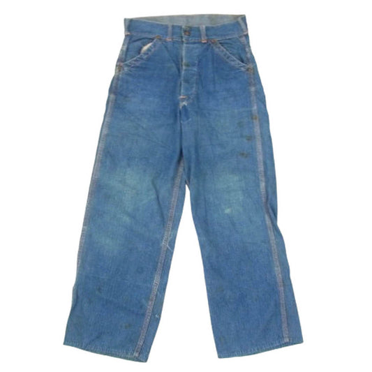 ヴィンテージ 30s 40s 機関車ボタン シンチバック ペインター デニム パンツ インディゴブルー系 表記無し【中古】