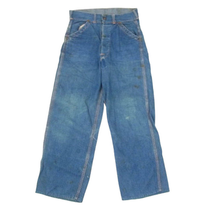 ヴィンテージ 30s 40s 機関車ボタン シンチバック ペインター デニム パンツ インディゴブルー系 表記無し【中古】