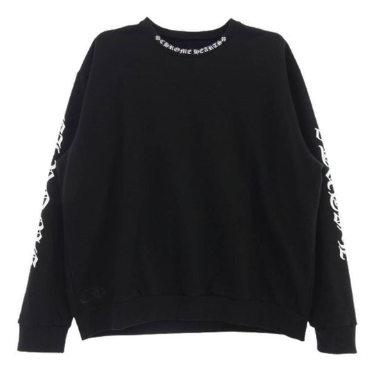 CHROME HEARTS クロムハーツ（原本無） 2024年南青山店購入レシート付属 国内正規品 SWTSHRT PLVR ネックロゴ クルーネック スウェット トレーナー ブラック系 L【中古】