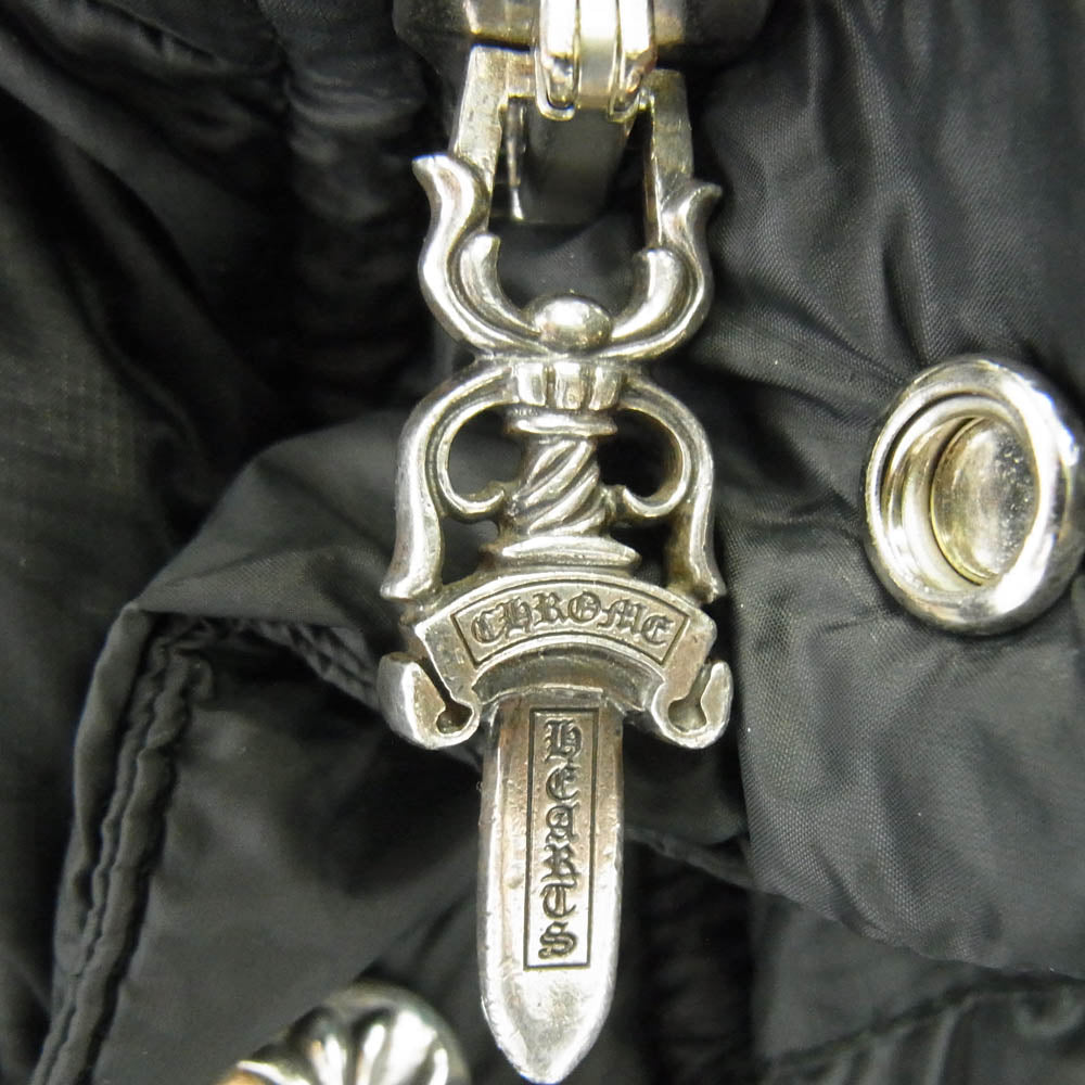 CHROME HEARTS クロムハーツ（原本無） 国内正規品 STIFF VEST スティッフ CHプラス総柄 クロスボール ナイロン ダウンベスト ブラック系 XL【中古】