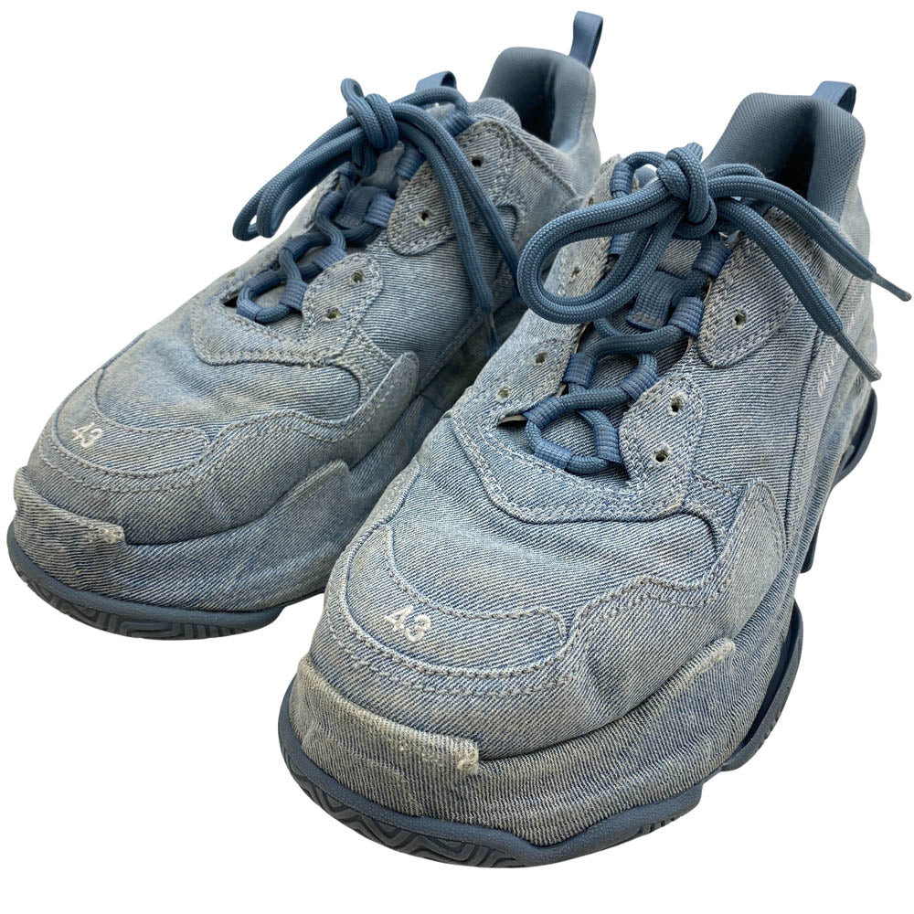BALENCIAGA バレンシアガ 536737 TRIPLE S TRAINERS デニム トリプルS スニーカー ブルー系 28.5cm【中古】
