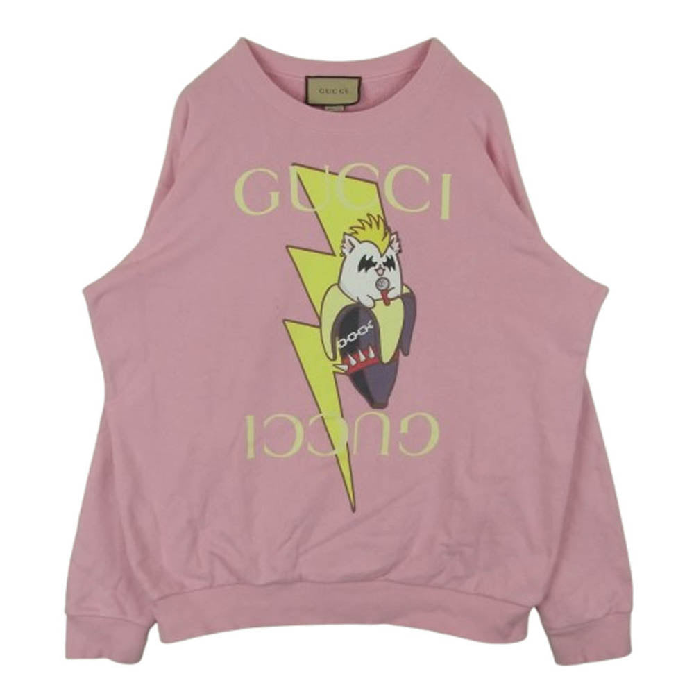 GUCCI グッチ 617964 XJEGK ばなにゃ パンク メタル クルーネック スウェット トレーナー イタリア製 ピンク系 L【中古】