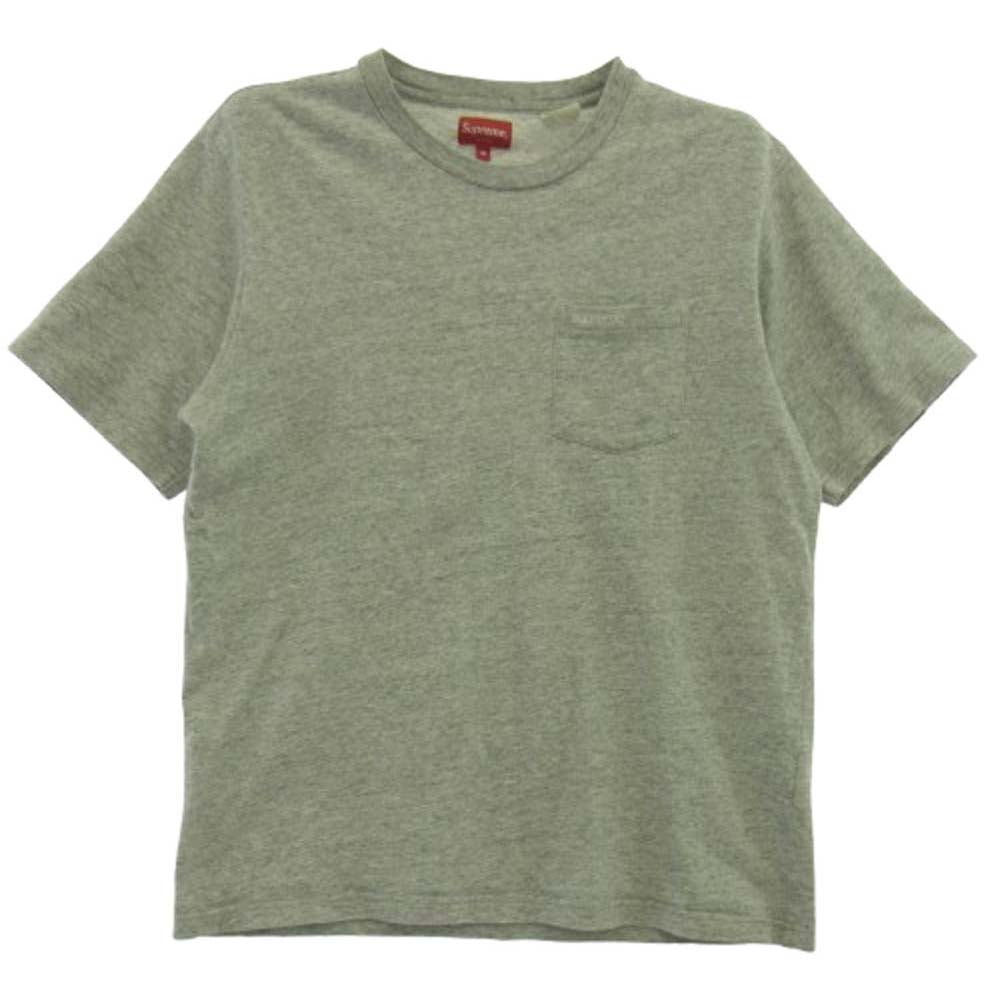 Supreme シュプリーム 22AW S/S Pocket Tee 刺繍ロゴ 半袖 ポケット Tシャツ グレー系 M【中古】