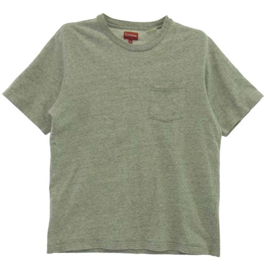 Supreme シュプリーム 22AW S/S Pocket Tee 刺繍ロゴ 半袖 ポケット Tシャツ グレー系 M【中古】