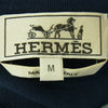 HERMES エルメス イタリア製 現行品 Hロゴ刺繍 クルーネック 半袖 Tシャツ ダークネイビー系 M【中古】