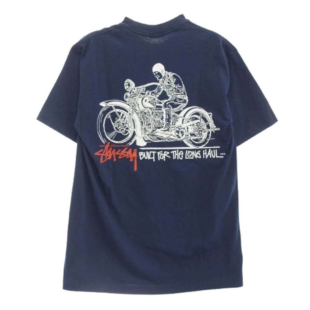STUSSY ステューシー 90s OLD STUSSY オールド ステューシー 紺タグ ハーレー Tシャツ ネイビー系 M【美品】【中古】