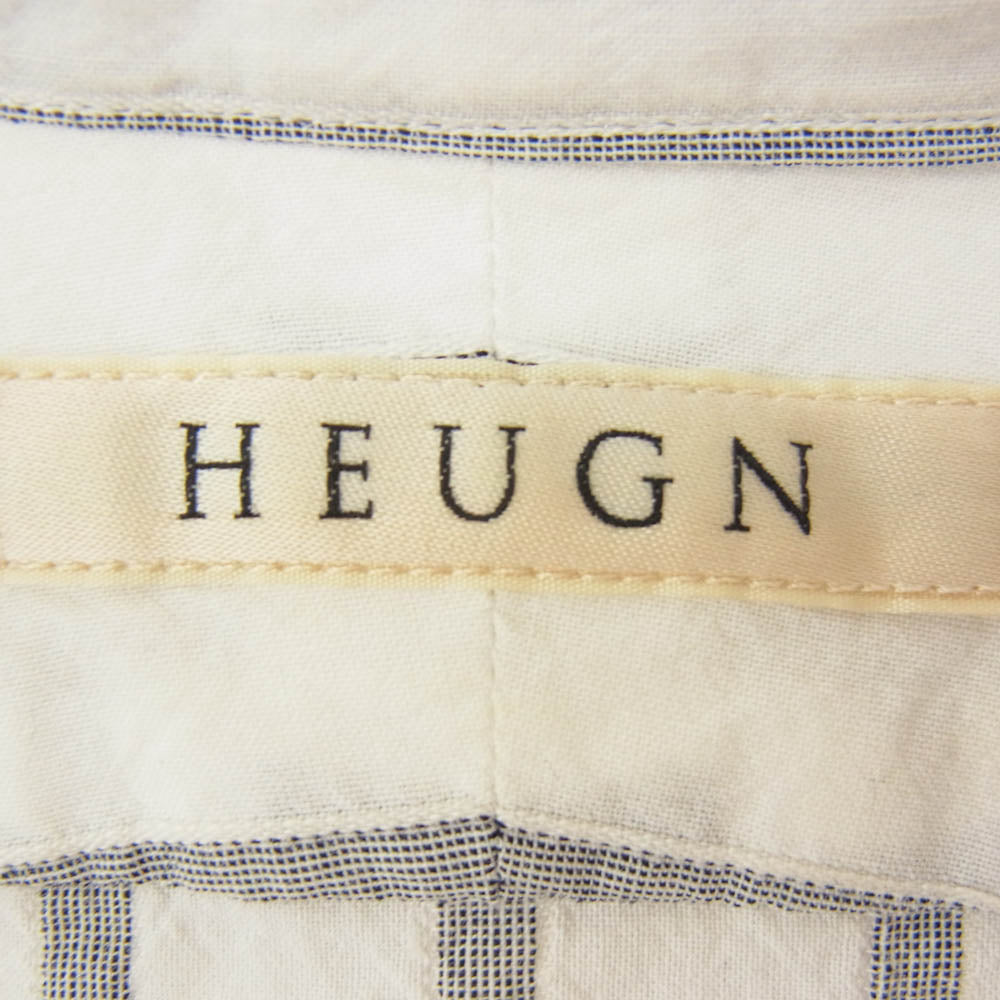HEUGN ユーゲン SHIRT 020 Rob コットンリネン ストライプ バンドカラー 長袖 シャツ ホワイト系 1【中古】