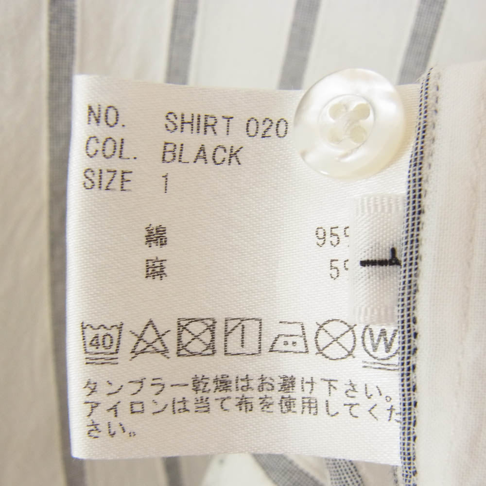 HEUGN ユーゲン SHIRT 020 Rob コットンリネン ストライプ バンドカラー 長袖 シャツ ホワイト系 1【中古】