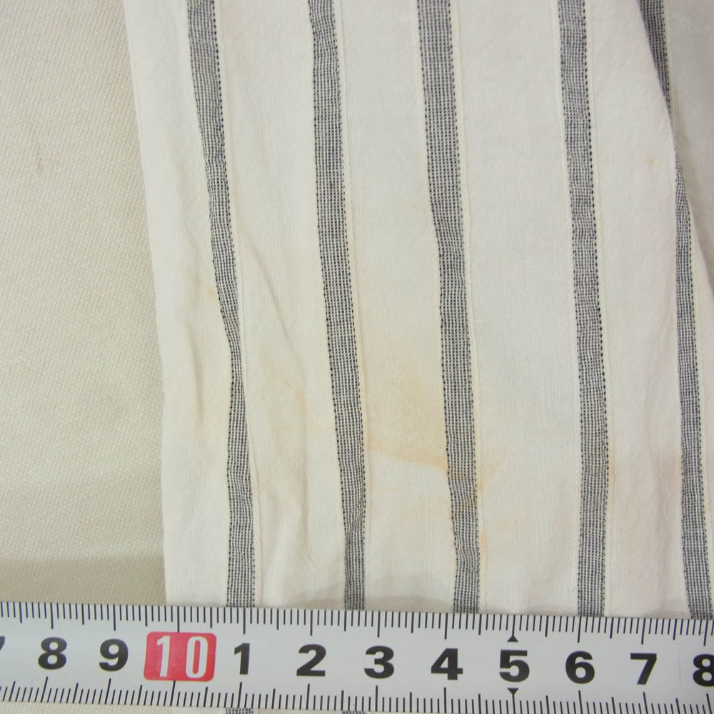 HEUGN ユーゲン SHIRT 020 Rob コットンリネン ストライプ バンドカラー 長袖 シャツ ホワイト系 1【中古】