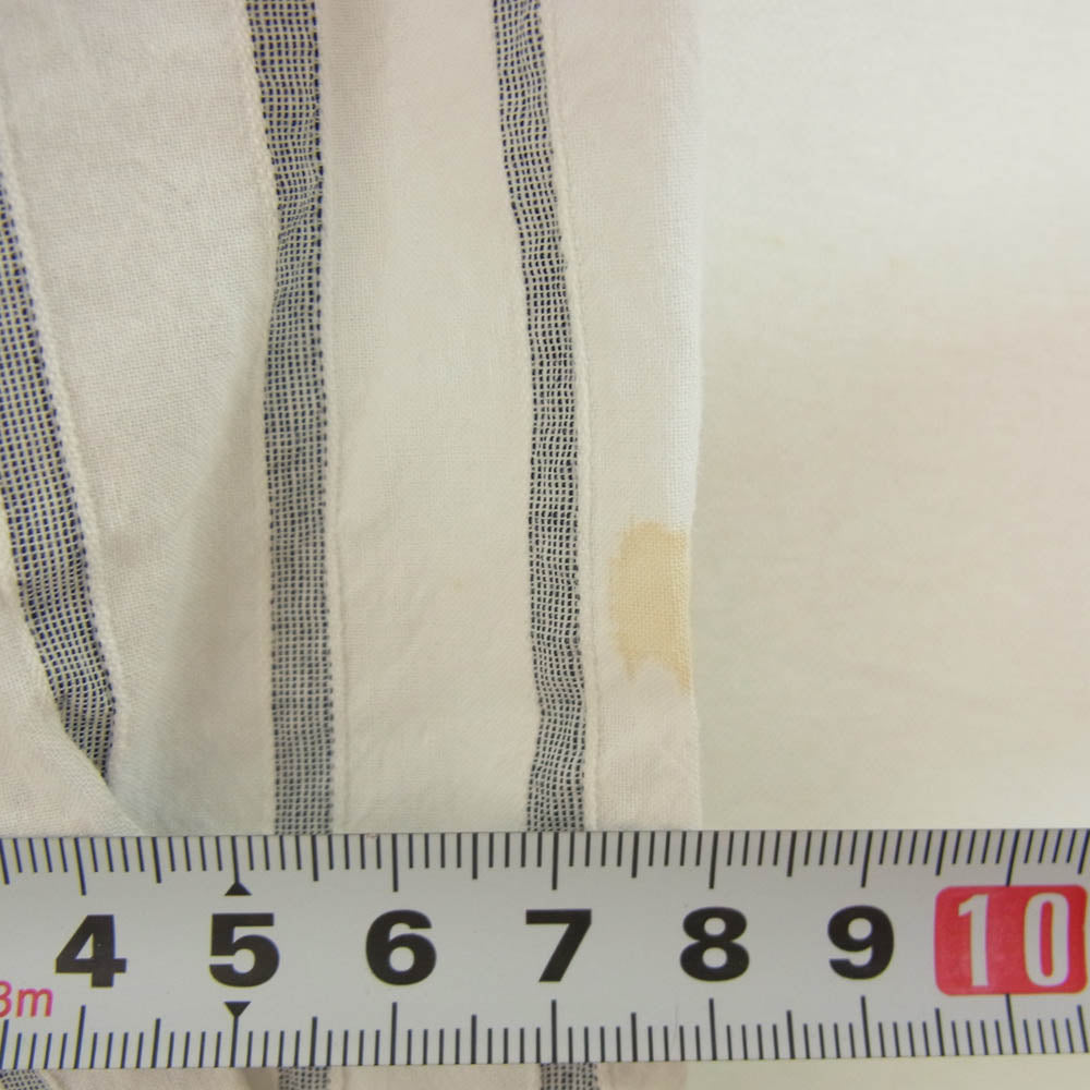HEUGN ユーゲン SHIRT 020 Rob コットンリネン ストライプ バンドカラー 長袖 シャツ ホワイト系 1【中古】