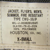 HOUSTON ヒューストン DLA-100-79-C-3124 79年モデル CWU-36/P ミリタリー フライト ジャケット オリーブ カーキ系 XS【中古】