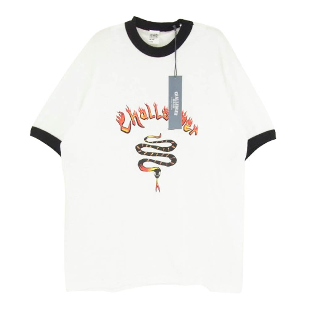 CHALLENGER チャレンジャー CLG-TS 023-010 BURNING SNAKE RINGER TEE バーニング スネーク リンガーＴシャツ ホワイト系 L【中古】