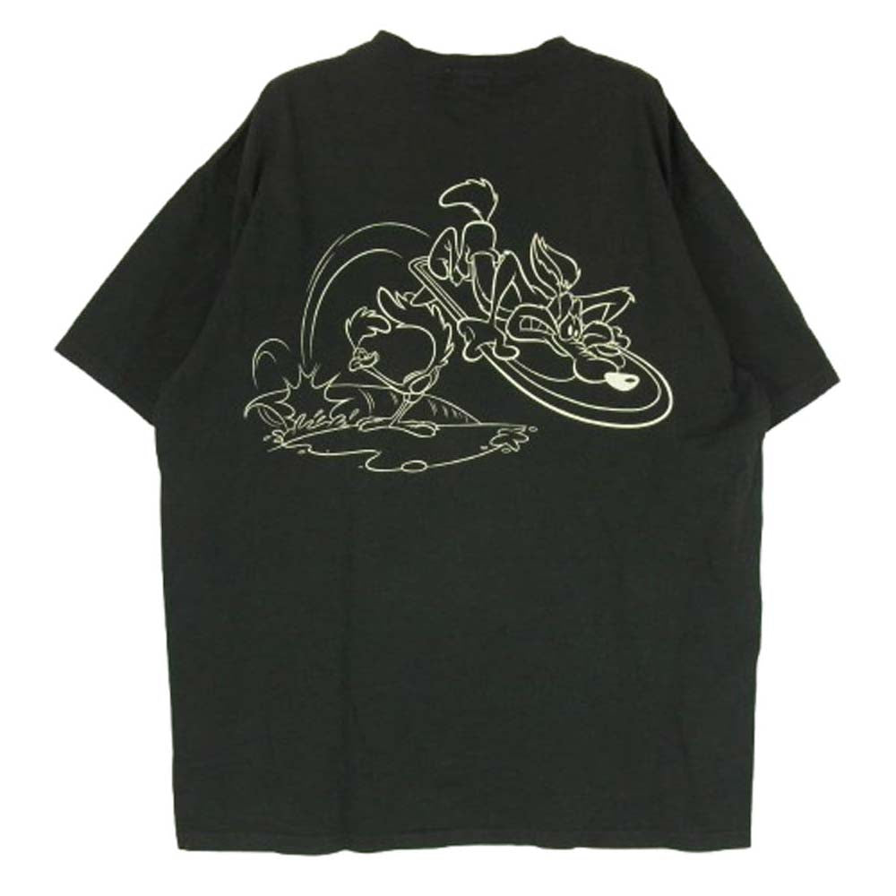 ワーナーブラザーズ ルーニーテューンズ ワイリーコヨーテ LETS SURF 半袖 Tシャツ ブラック系 L【中古】