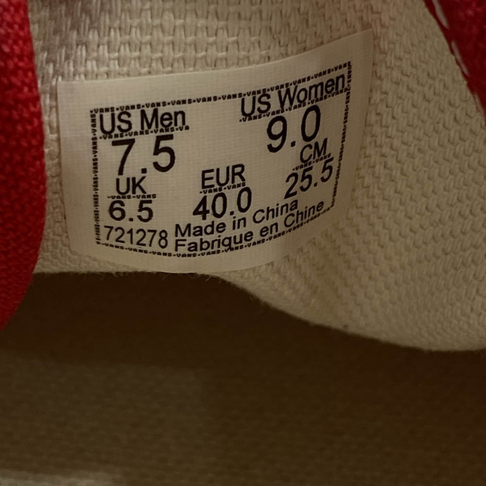 VANS バンズ VN000EE3RED オーセンティック AUTHENTIC RED ローカット スニーカー レッド系 25.5cm【極上美品】【中古】