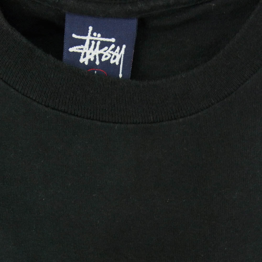 90s stussy ラグランスリーブ 刺繍ロゴ グレー×ブラック　パキスタン製 90s stussy ラグランスリーブ 刺繍ロゴ グレー×ブラック