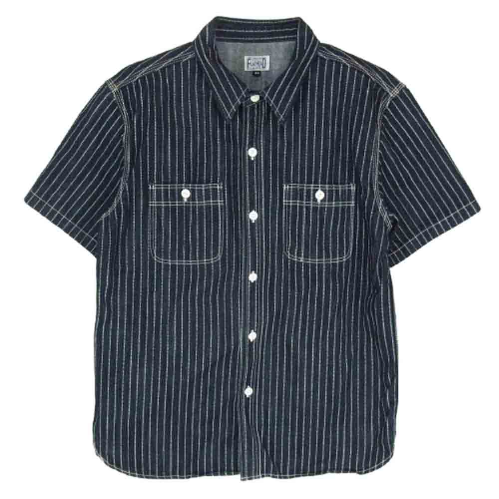 THE FLAT HEAD ザフラットヘッド FN-SDK-702S 10oz WABASH WORK SHORT SLEEVE SHIRT 10オンス デニム ウォバッシュ 半袖 ワークシャツ 尿素ボタン ドット抜染 42 インディゴブルー系 42【美品】【中古】