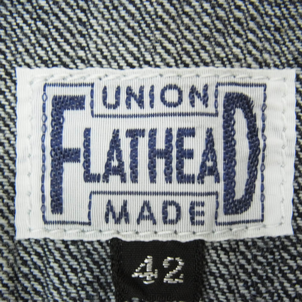 THE FLAT HEAD ザフラットヘッド FN-SDK-702S 10oz WABASH WORK SHORT SLEEVE SHIRT 10オンス デニム ウォバッシュ 半袖 ワークシャツ 尿素ボタン ドット抜染 42 インディゴブルー系 42【美品】【中古】