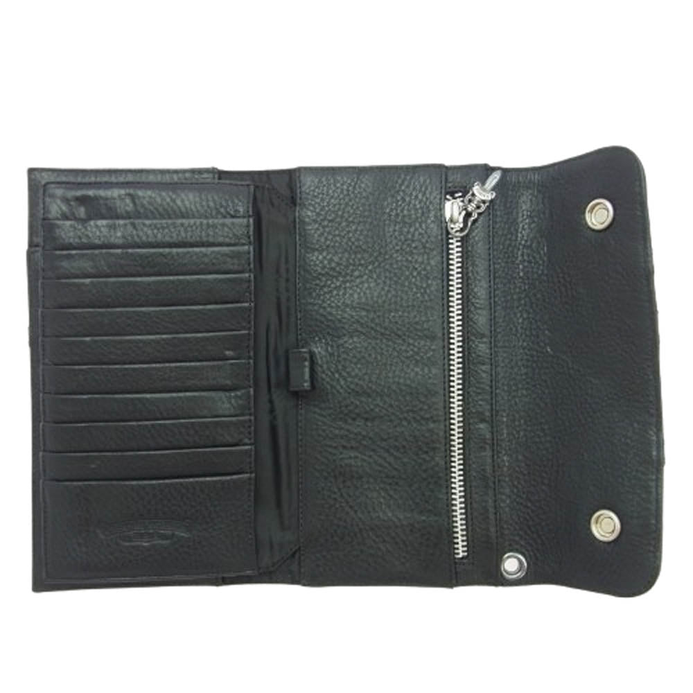 CHROME HEARTS クロムハーツ（原本有） WAVE CROSS PATCH クロスパッチ付き ウェーブウォレット 長財布 ブラック系【中古】
