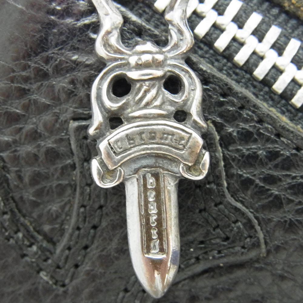 CHROME HEARTS クロムハーツ（原本有） WAVE CROSS PATCH クロスパッチ付き ウェーブウォレット 長財布 ブラック系【中古】