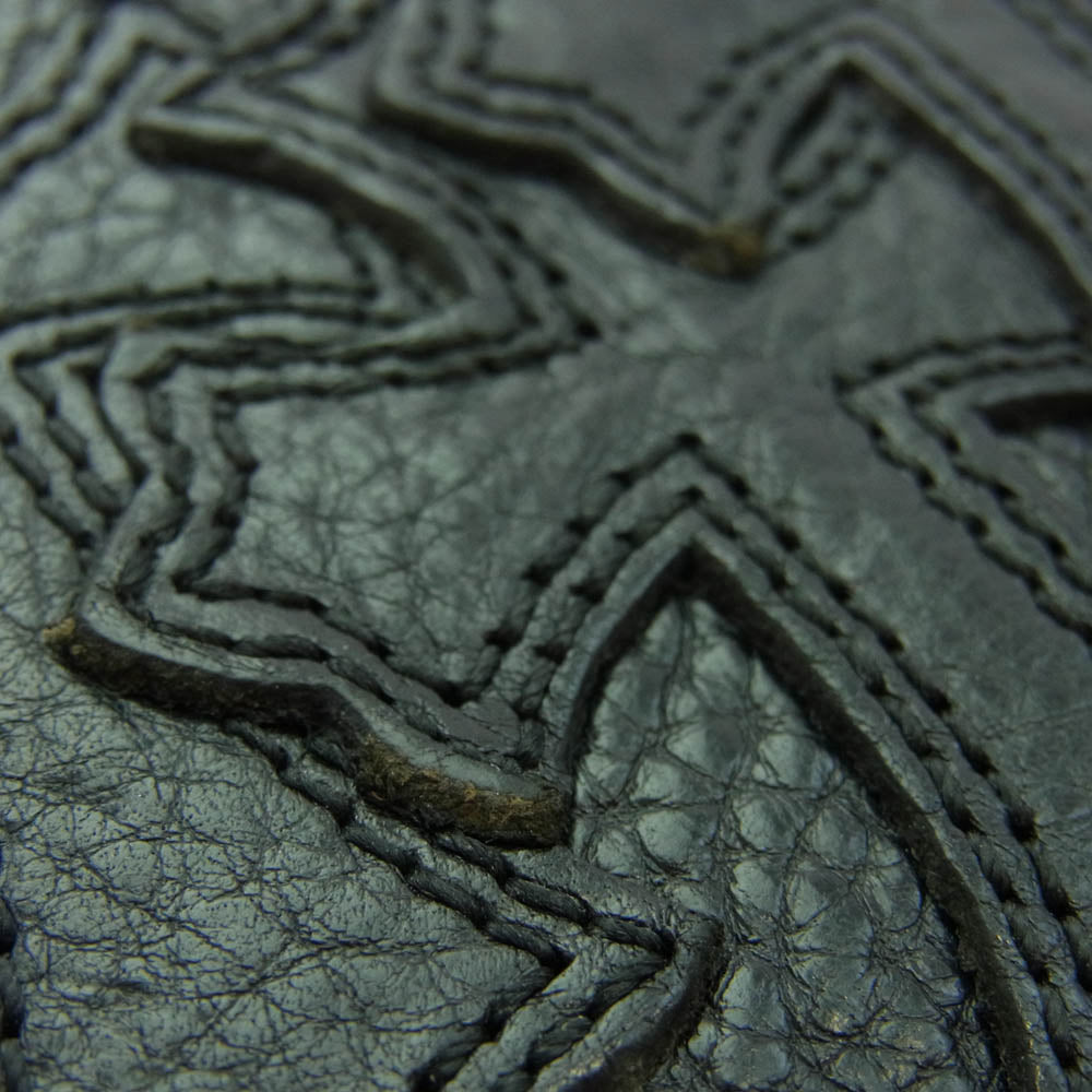 CHROME HEARTS クロムハーツ（原本有） WAVE CROSS PATCH クロスパッチ付き ウェーブウォレット 長財布 ブラック系【中古】