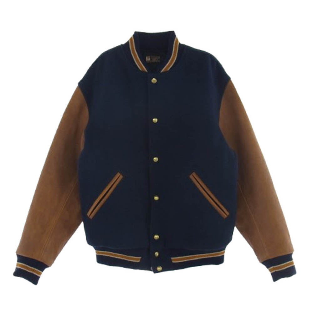 ジョーマッコイ MJ22122 WOOL VARSITY JACKET バーシティー ジャケット スタジャン ネイビー系 ブラウン系 40【中古】