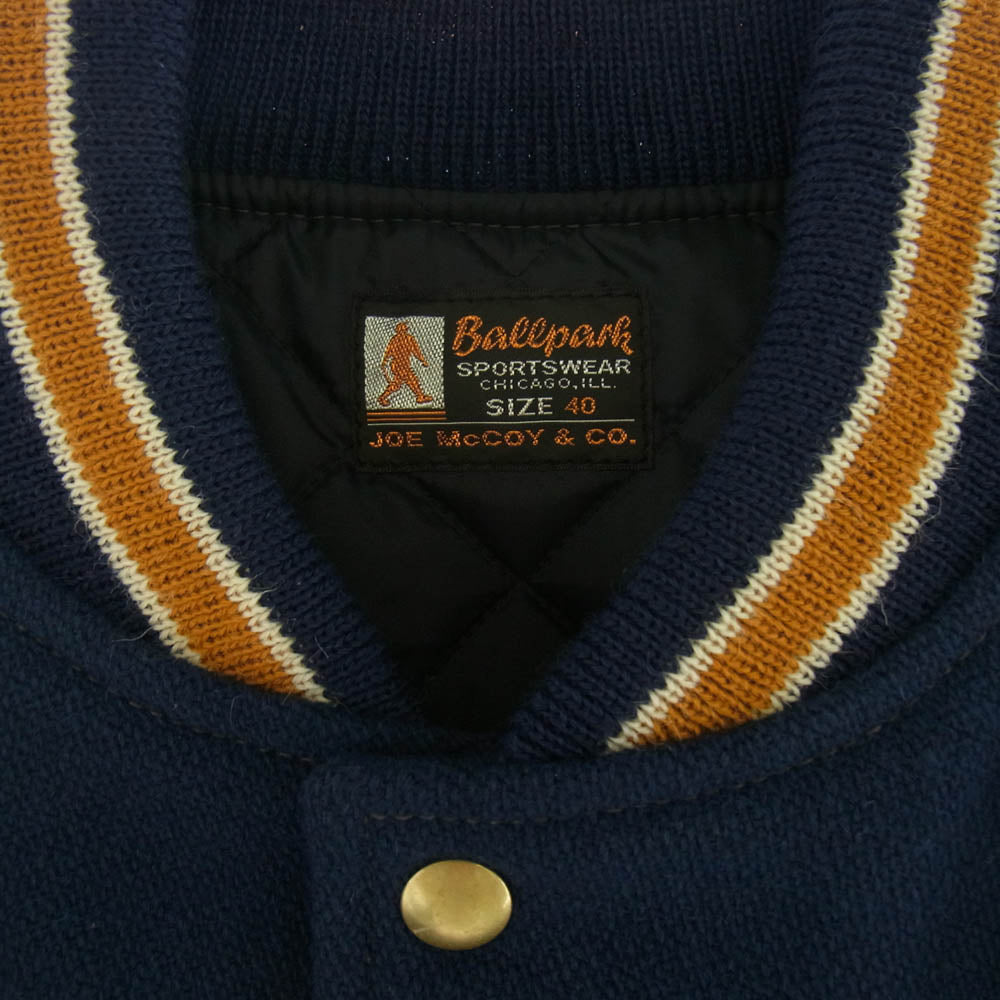 ジョーマッコイ MJ22122 WOOL VARSITY JACKET バーシティー ジャケット スタジャン ネイビー系 ブラウン系 40【中古】