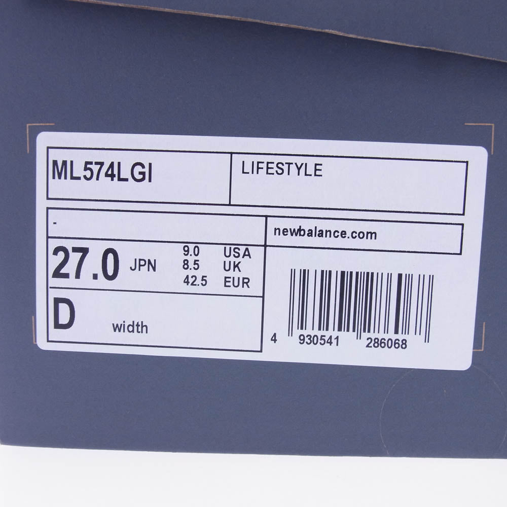 NEW BALANCE ニューバランス ML574LGI スエード メッシュ ローカット スニーカー ホワイト系 27cm【中古】