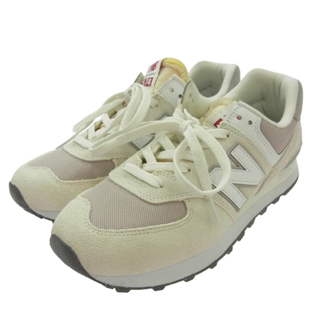 NEW BALANCE ニューバランス U574RCD スエード メッシュ ローカット スニーカー オフホワイト系 27cm【中古】