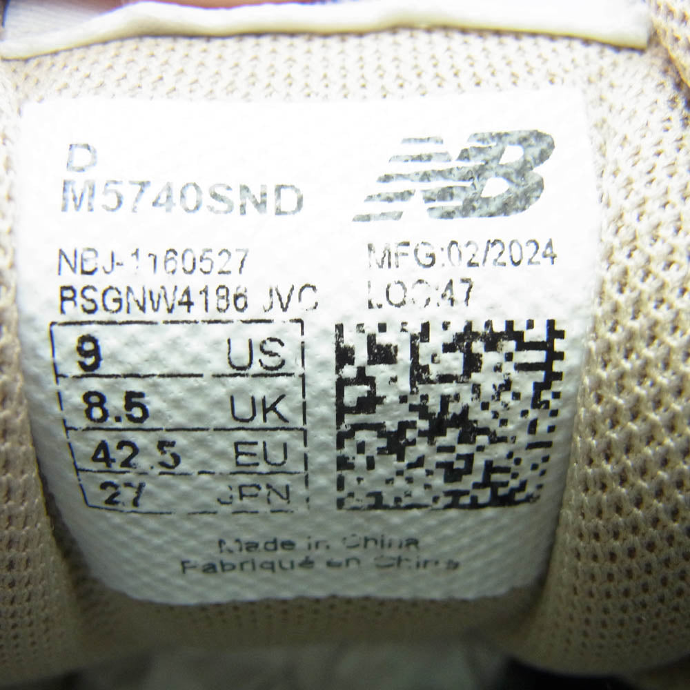 NEW BALANCE ニューバランス M5740SND スエード メッシュ ローカット スニーカー ブラウン系 27cm【中古】