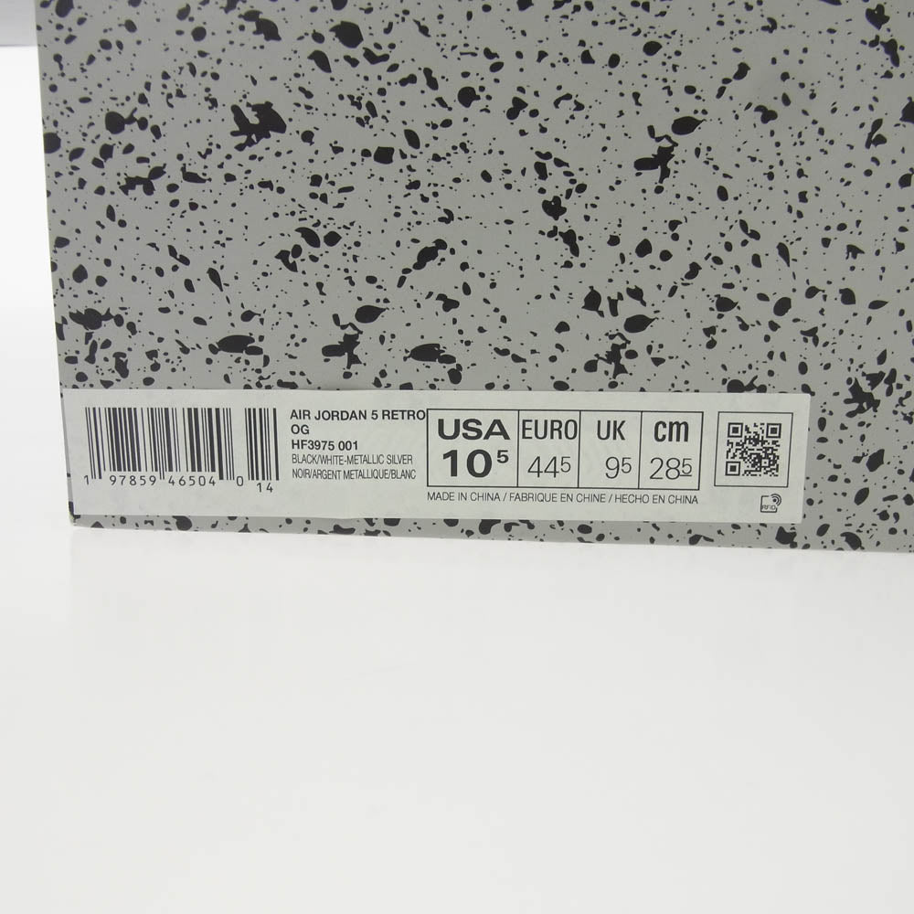NIKE ナイキ HF3975-001 Air Jordan 5 Retro OG Black Metallic Reimagined AJ5 エアジョーダン5 レトロ ブラックメタリックリマジン スニーカー 28.5cm【極上美品】【中古】