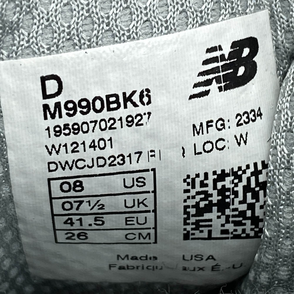 NEW BALANCE ニューバランス M990BK6 V6 USA製 スエード メッシュ ローカット ニーカー ブラック系 26cm【極上美品】【中古】