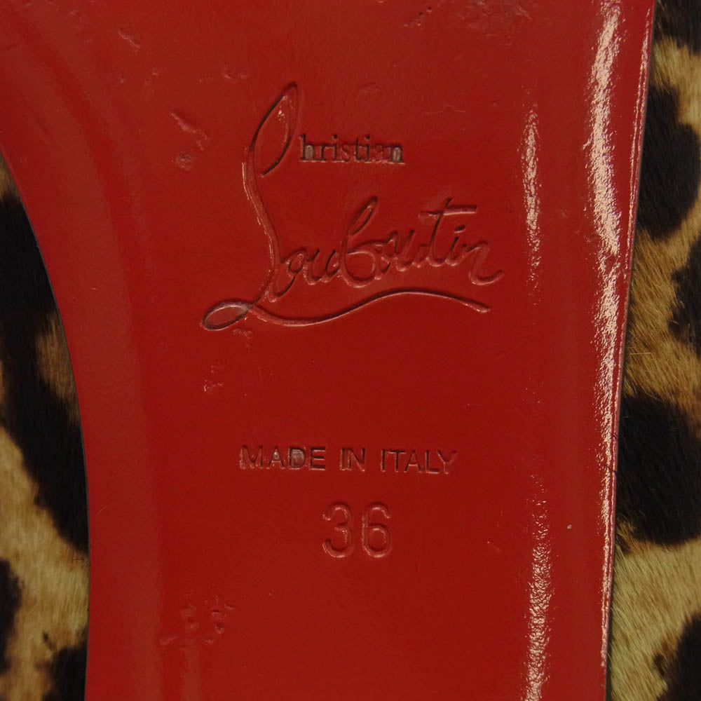 Christian Louboutin クリスチャンルブタン ハラコ レオパード エナメルリボン フラット パンプス シューズ マルチカラー系 36【中古】