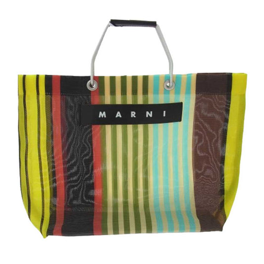 MARNI マルニ SHOPPING BAG マルチストライプ ショッピング トートバッグ マルチカラー系【中古】