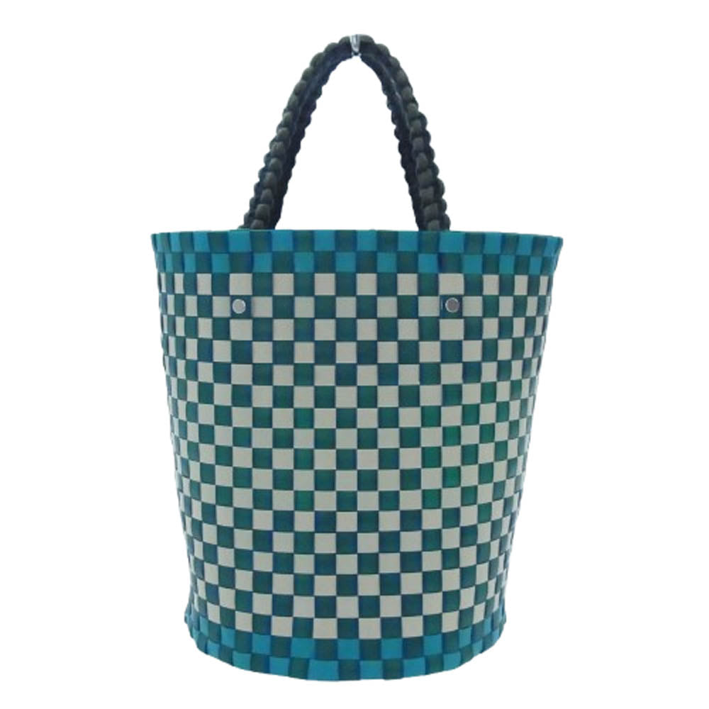 MARNI マルニ フラワーカフェ テープバスケット マーケットバッグ バケツ型 グリーン系 マルチカラー系【中古】