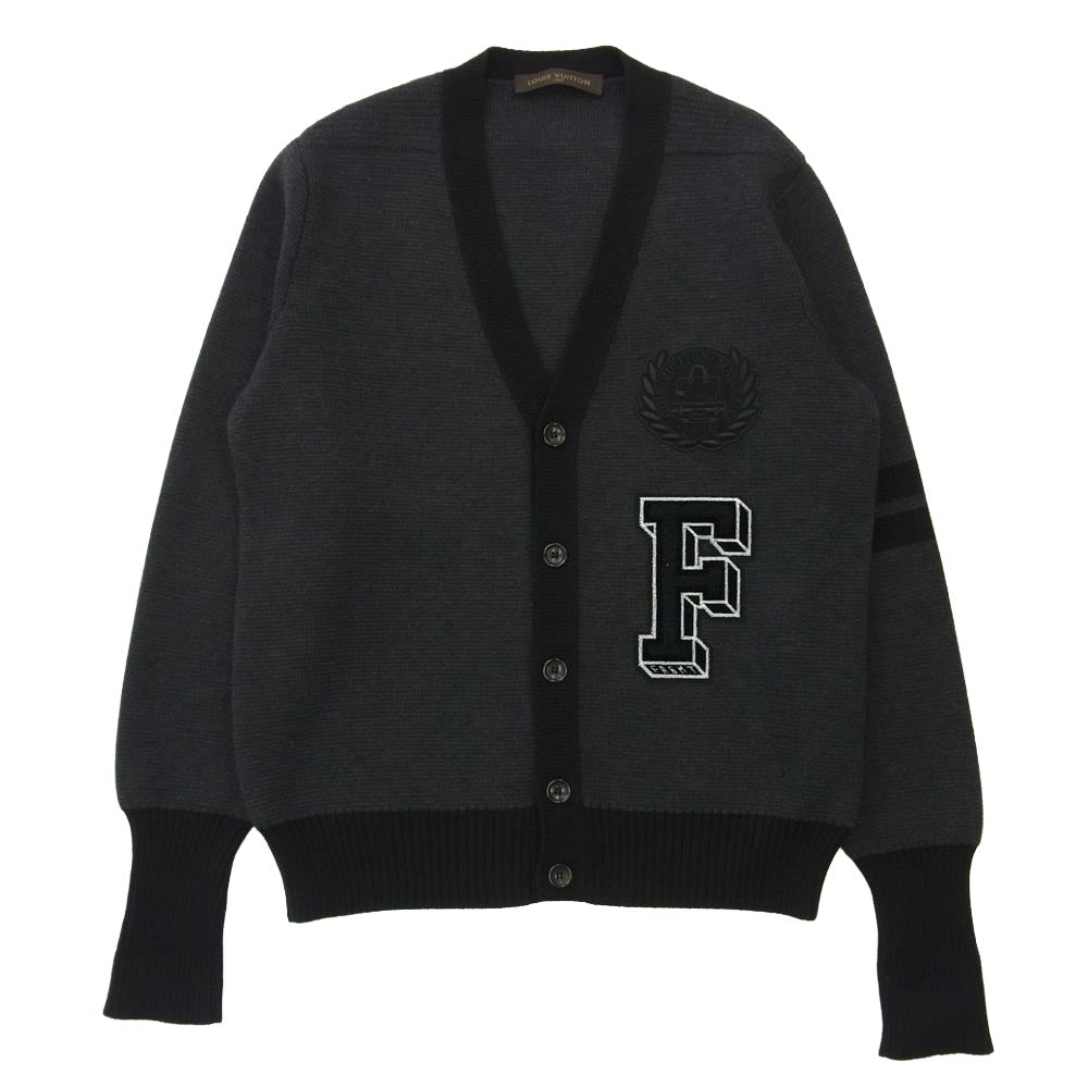 LOUIS VUITTON ルイ・ヴィトン Fragment フラグメント 藤原ヒロシ ウール エンブロイダリ― カーディガン ネイビー系 L【中古】