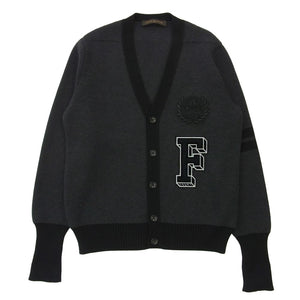 LOUIS VUITTON ルイ・ヴィトン Fragment フラグメント 藤原ヒロシ ウール エンブロイダリ― カーディガン ネイビー系 L【中古】