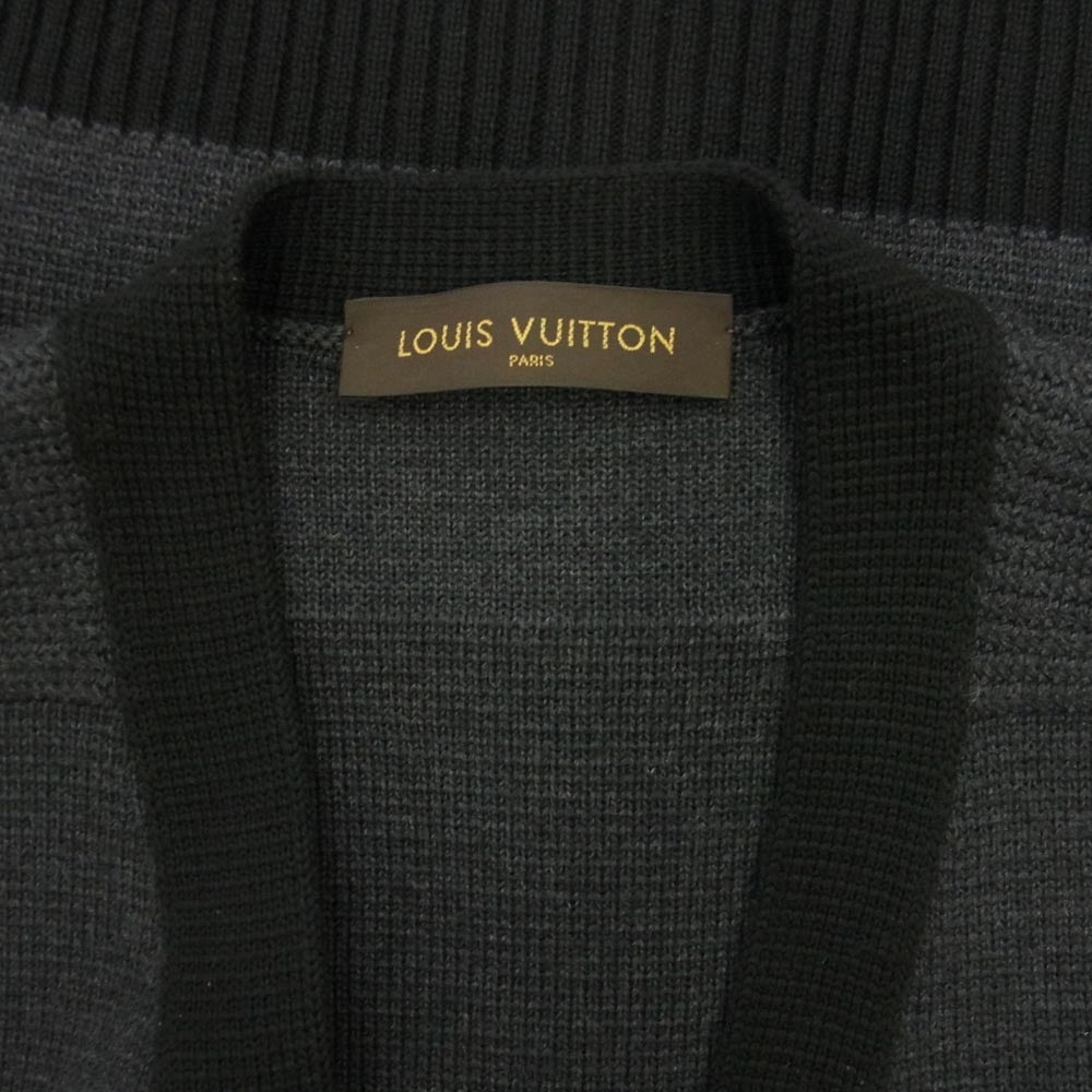 LOUIS VUITTON ルイ・ヴィトン Fragment フラグメント 藤原ヒロシ ウール エンブロイダリ― カーディガン ネイビー系 L【中古】