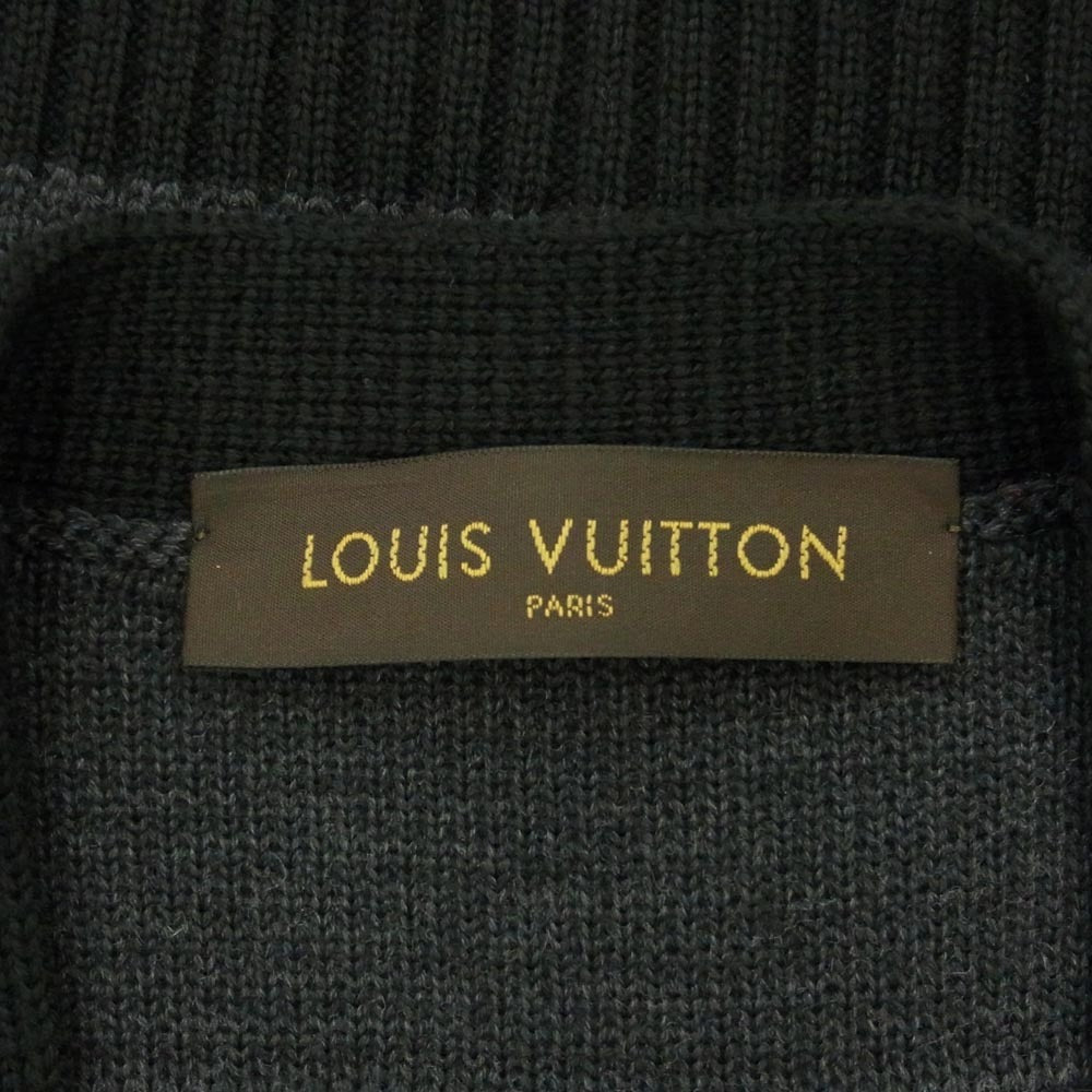 LOUIS VUITTON ルイ・ヴィトン Fragment フラグメント 藤原ヒロシ ウール エンブロイダリ― カーディガン ネイビー系 L【中古】