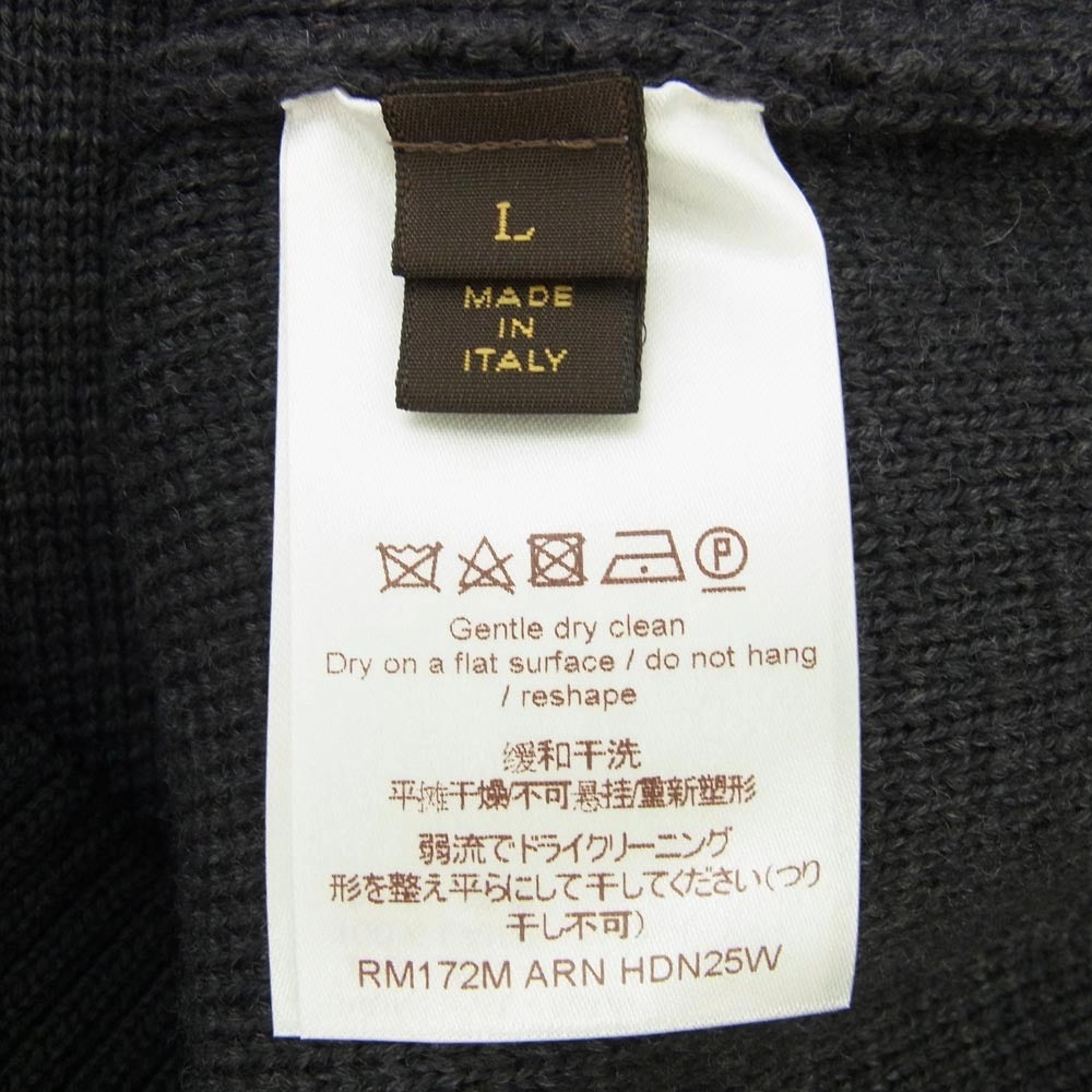 LOUIS VUITTON ルイ・ヴィトン Fragment フラグメント 藤原ヒロシ ウール エンブロイダリ― カーディガン ネイビー系 L【中古】