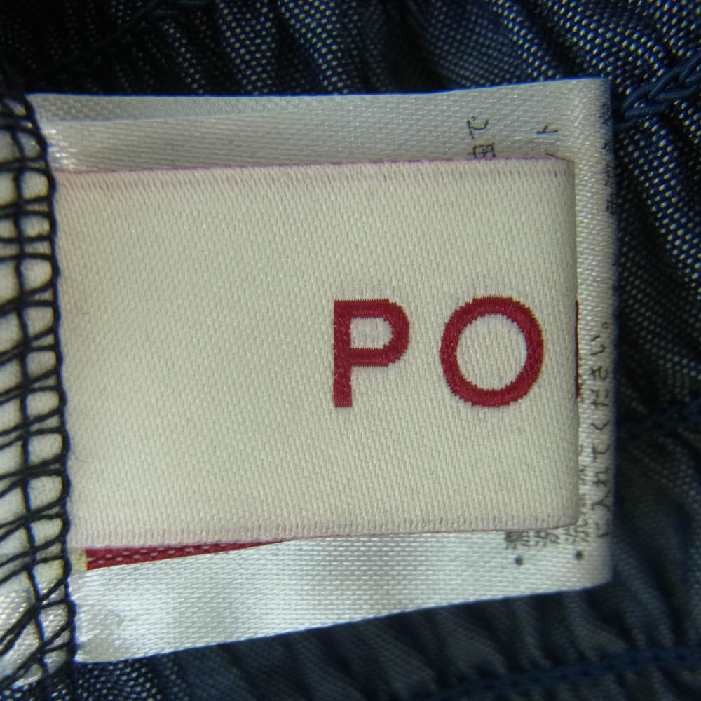 ポピー セーラーカラー ビッグカラー ギャザー ハーフスリーブ トップス ブラウス 韓国製 ネイビー系 F【中古】