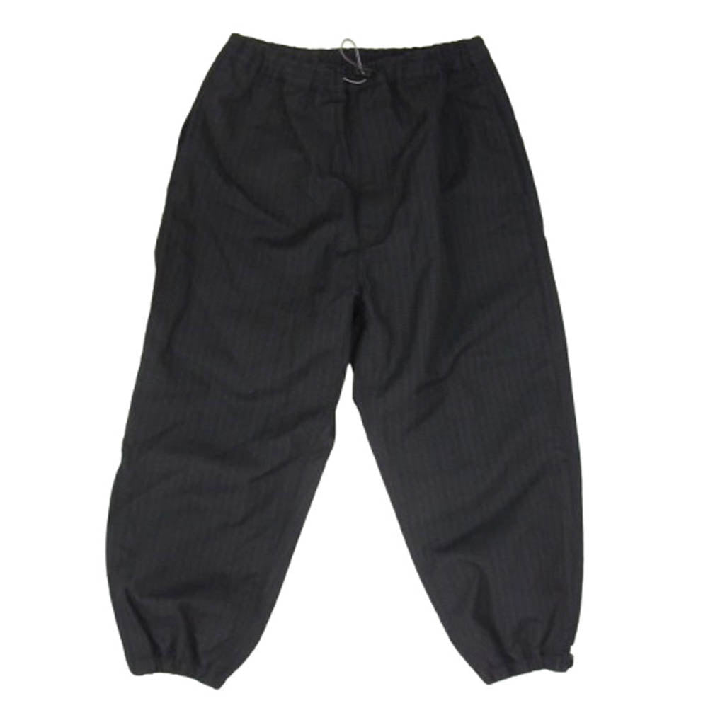 COMME des GARCONS HOMME コムデギャルソンオム AD2022 HK-P026 リネン混 裏地カモ ヘリンボーンストライプ 裾ドローコード カーゴパンツ ブラック系 XS【中古】