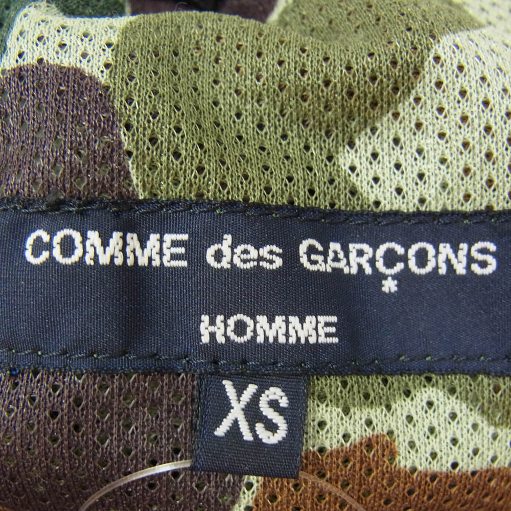 COMME des GARCONS HOMME コムデギャルソンオム AD2022 HK-P026 リネン混 裏地カモ ヘリンボーンストライプ 裾ドローコード カーゴパンツ ブラック系 XS【中古】