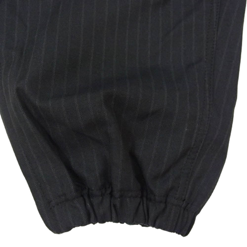 COMME des GARCONS HOMME コムデギャルソンオム AD2022 HK-P026 リネン混 裏地カモ ヘリンボーンストライプ 裾ドローコード カーゴパンツ ブラック系 XS【中古】