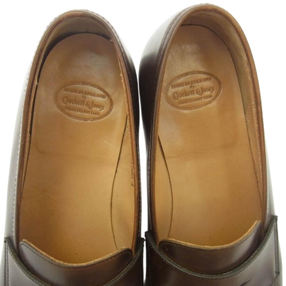 CROCKETT&JONES クロケットアンドジョーンズ BOSTON 3 ボストン ローファー レザー シューズ ブラウン系 7.5【中古】