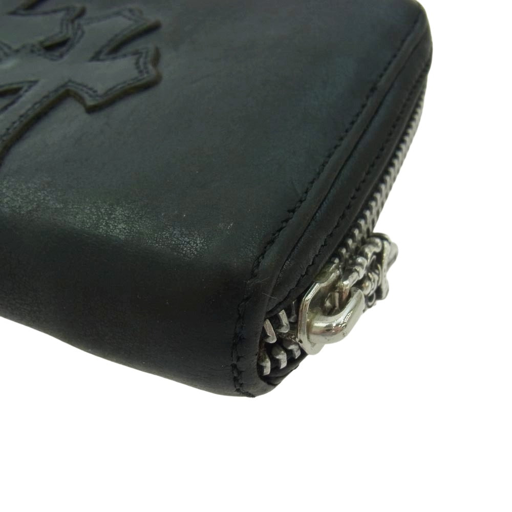CHROME HEARTS クロムハーツ（原本無） REC F ZIP 3 セメタリー クロスパッチ ラウンドファスナー ウォレット 長財布 ブラック系【中古】